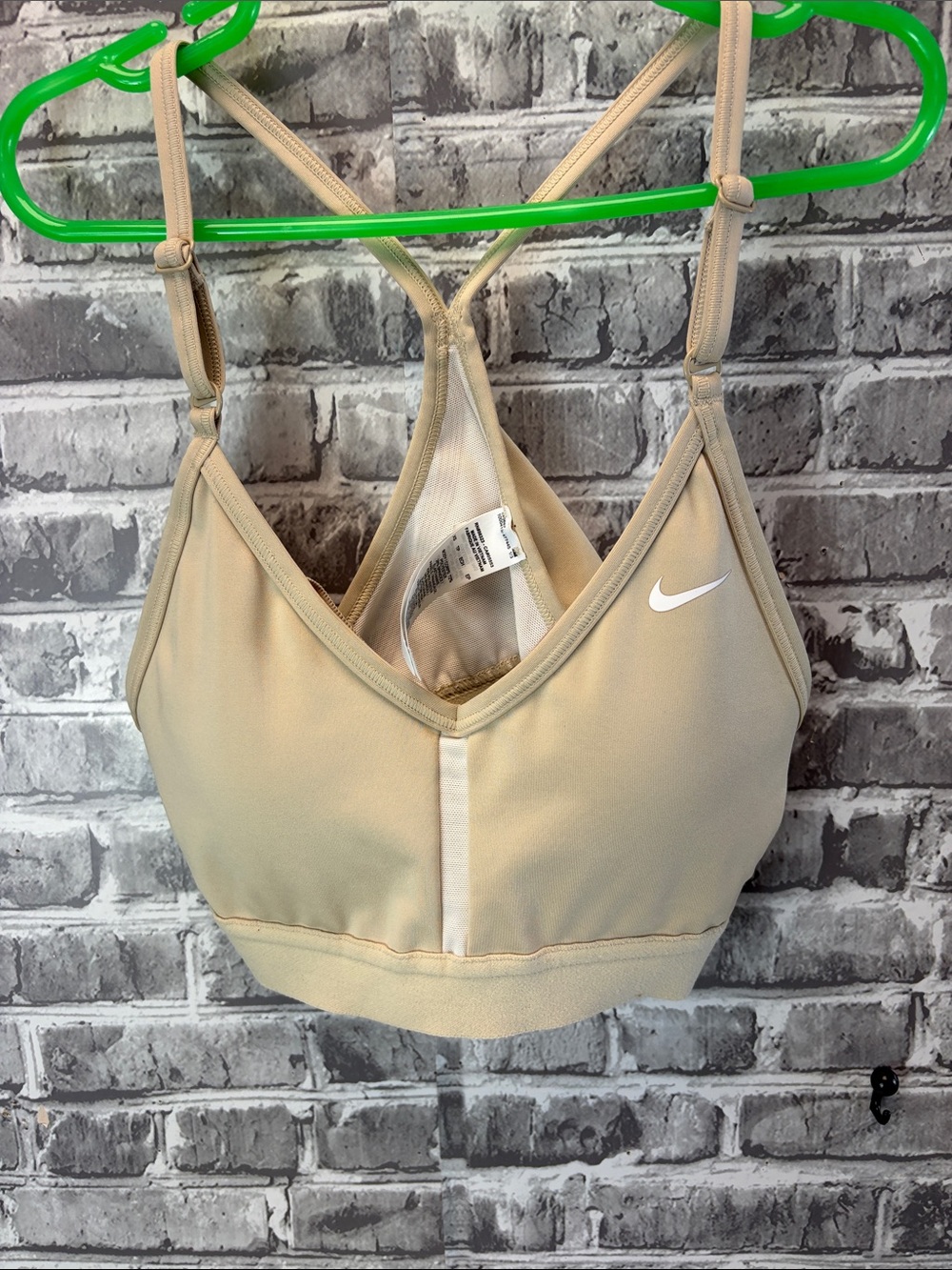 Nike Beige Racerback Sports Bra with Cross-Back Straps